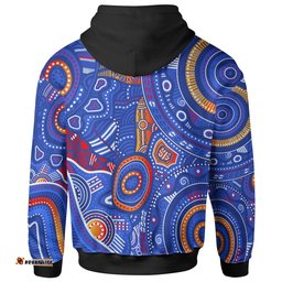 Custom Text Aboriginal Hoodie Indigenous Footprint Patterns Blue Color