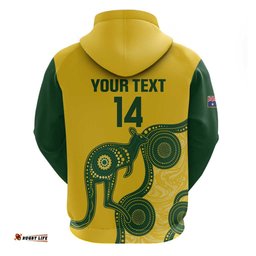 custom australia soccer hoodie go socceroos kangaroo with indigenous art