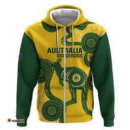 custom australia soccer hoodie go socceroos kangaroo with indigenous art