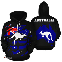Hoodie Aus Flag Hoodie Kangaroo Map Ver09 Unisex