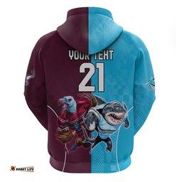 custom sea eagles and sharks rugby hoodie sporty style
