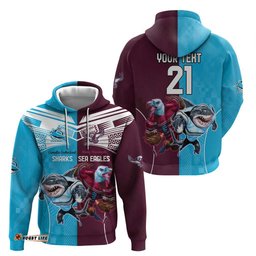 custom sea eagles and sharks rugby hoodie sporty style
