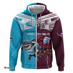 custom sea eagles and sharks rugby hoodie sporty style