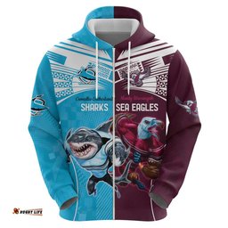 custom sea eagles and sharks rugby hoodie sporty style