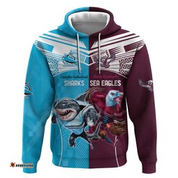 custom sea eagles and sharks rugby hoodie sporty style