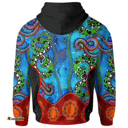 Aboriginal Hoodie Aussie Indigenous Patterns Blue