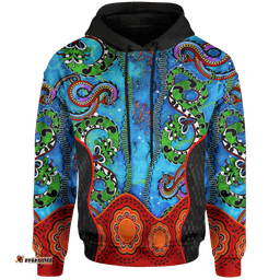 Aboriginal Hoodie Aussie Indigenous Patterns Blue