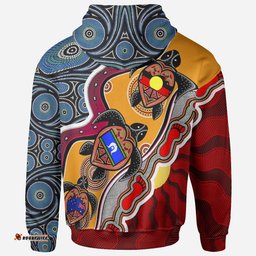 Custom Hoodie Australia Aboriginal Dots With Turtle and NAIDOC Flags