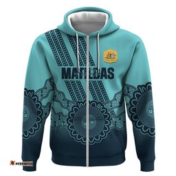 custom australia matildas hoodie aussie aboriginal turquoise version