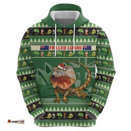 aussie frilled lizard hoodie merry christmas
