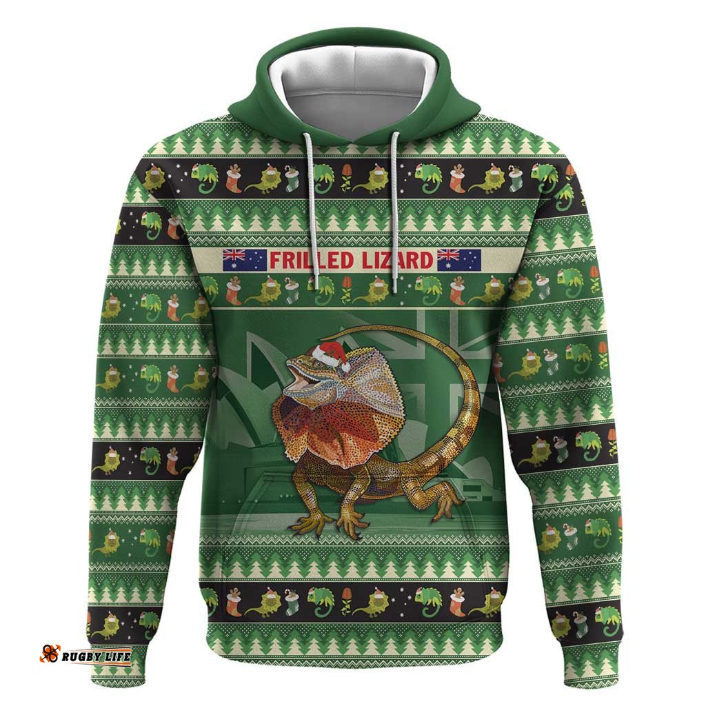 aussie frilled lizard hoodie merry christmas
