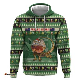 aussie frilled lizard hoodie merry christmas
