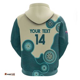 custom australia boomers hoodie aboriginal with marble pattern cyan