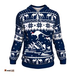 Christmas Hoodie Sydney Opera Hoodie Kangaroo Snowflakes Unisex
