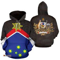 Aboriginal Hoodie, Australian Coat Of Arms Aussie Hoodie Dot Painting