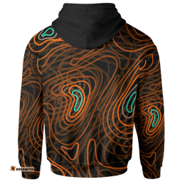 Aboriginal Hoodie, Australia Map Kangaroo Uluru Patterns All Over Print