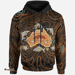 Aboriginal Hoodie, Australia Map Kangaroo Uluru Patterns All Over Print