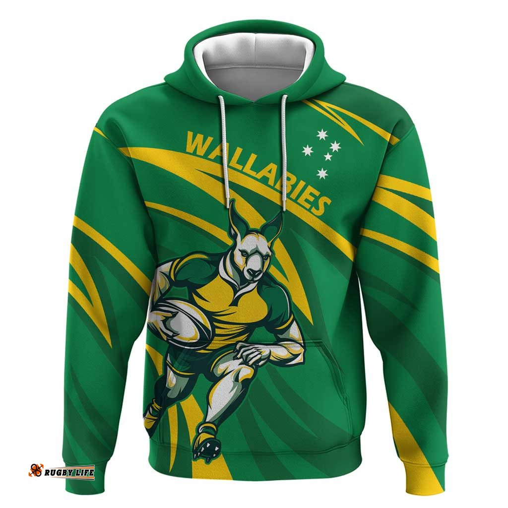 personalized australia rugby champion hoodie wallabies mascot with sporty style