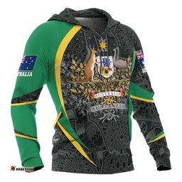 aboriginal hoodie australian coat of arms aussie spirit green