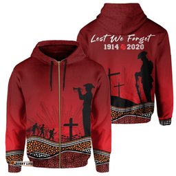 Zipper Hoodie ANZAC Day Our Heroes Nhi Style Red