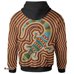 Aboriginal Hoodie, Lizard Dot Painting Patterns