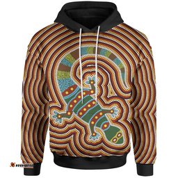 Aboriginal Hoodie, Lizard Dot Painting Patterns