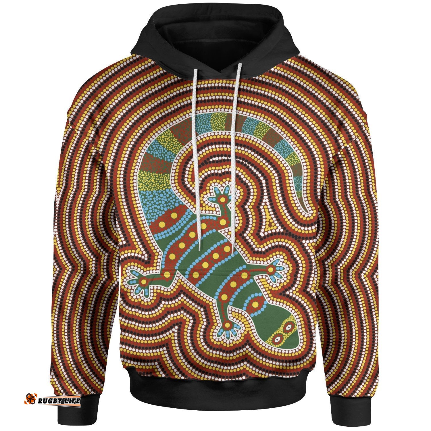 Aboriginal Hoodie, Lizard Dot Painting Patterns