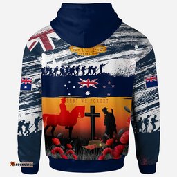 australian and new zealand army corps anzac day hoodie for the fallen lest we forget