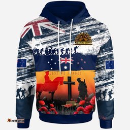 australian and new zealand army corps anzac day hoodie for the fallen lest we forget
