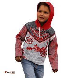 Aboriginal Hoodie Indigenous Boomerang and Lizard Art