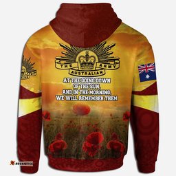 ANZAC Zip Up Hoodie Lest We Forget Aboriginal Version