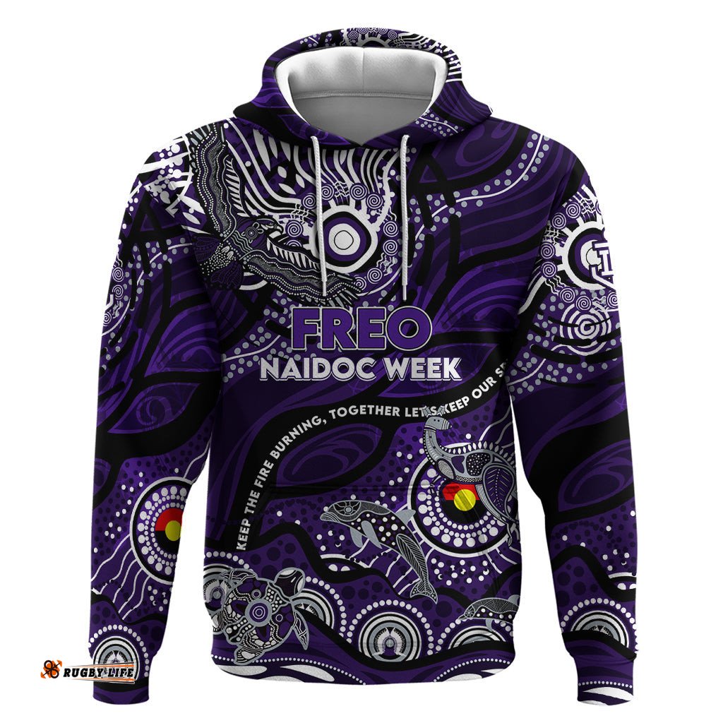 custom naidoc week 2024 freo hoodie aboriginal animals keep the fire burning dt02