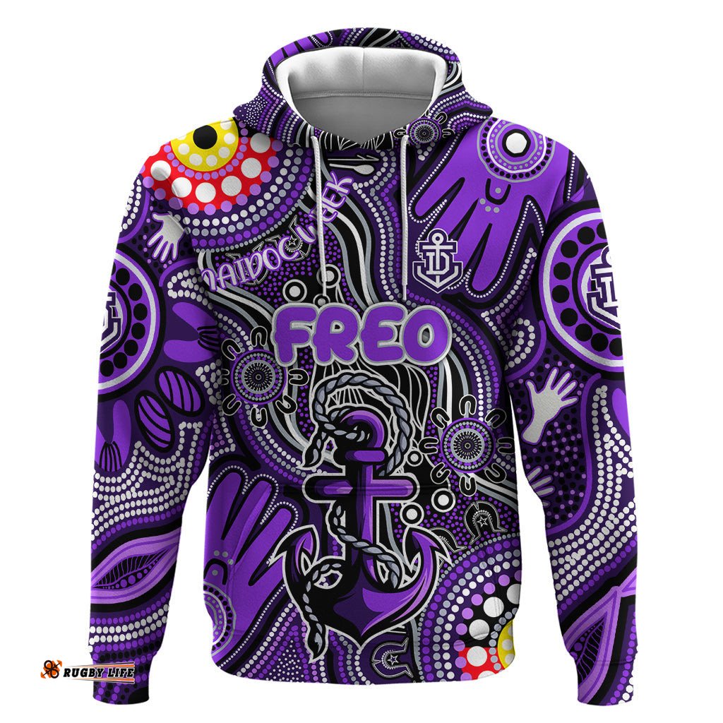 personalised naidoc week 2024 fremantle dockers freo hoodie australian aboriginal hand painting dt02