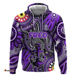 personalised naidoc week 2024 fremantle dockers freo hoodie australian aboriginal hand painting dt02