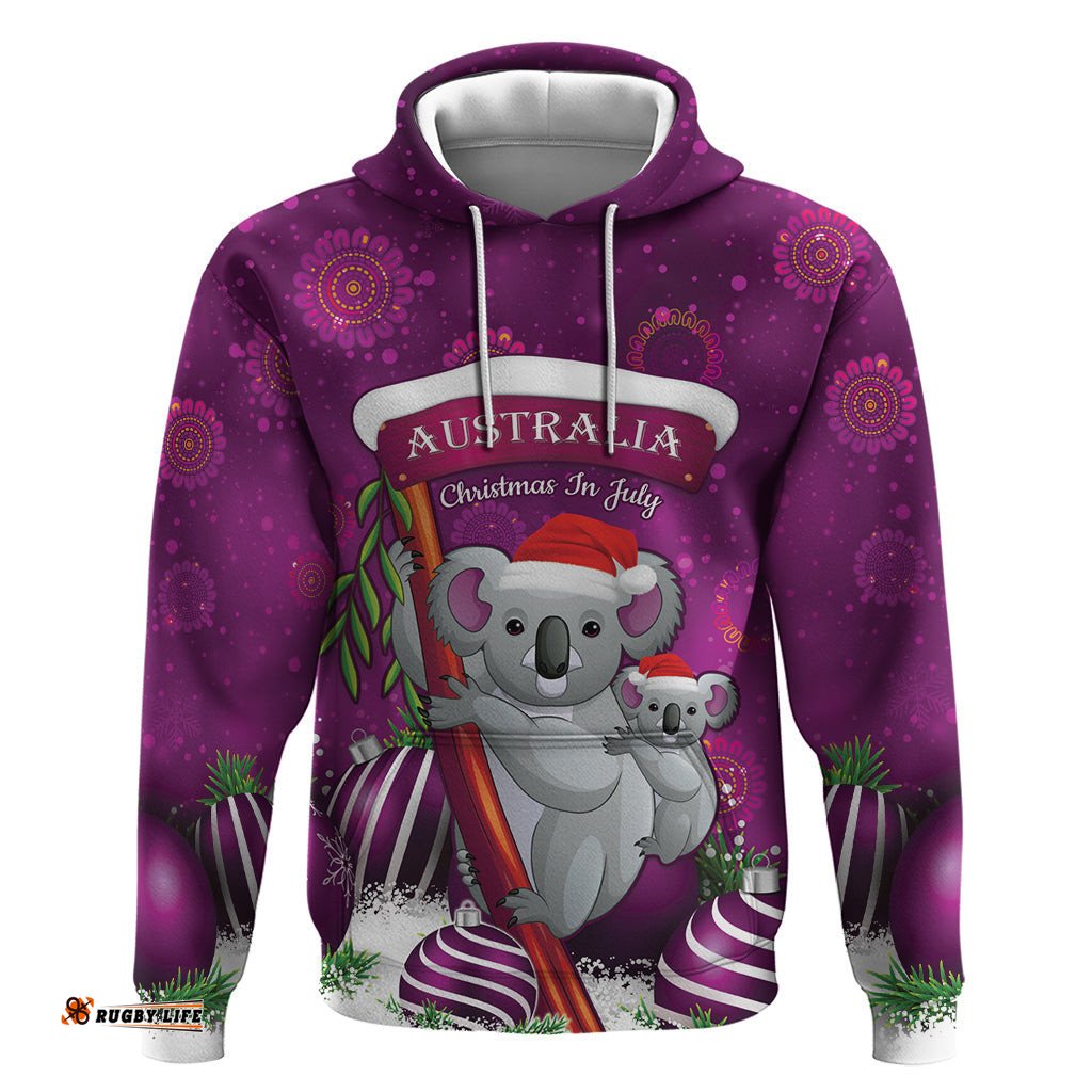 australia koala hoodie christmas in july purple