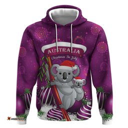 australia koala hoodie christmas in july purple