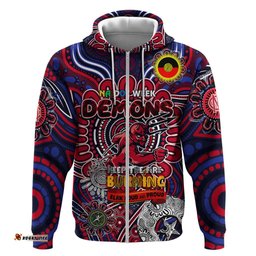 custom melbourne demons naidoc week 2024 hoodie mascot football dt02