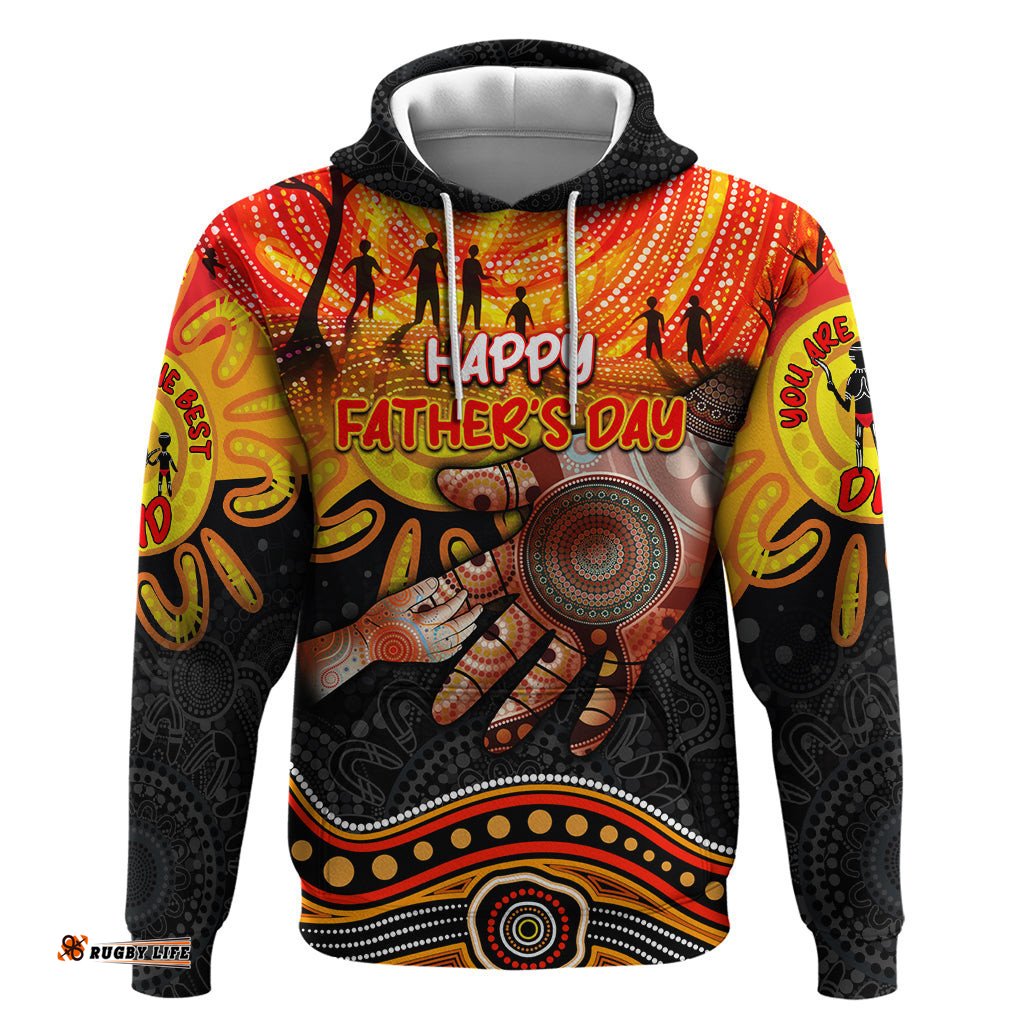 personalised happy fathers day hoodie best dad australia aboriginal dt02