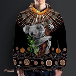 Aboriginal Hoodie, Koala Sun Circle Dot Painting All Over Print