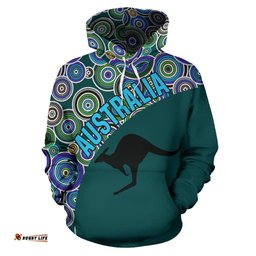 Aboriginal Hoodie, Kangaroo Patterns Circle Dot Painting 01