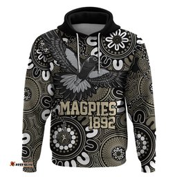 custom magpies naidoc week 2024 hoodie fire burning aboriginal dots art
