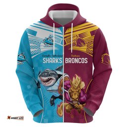 custom broncos and sharks hoodie sporty style