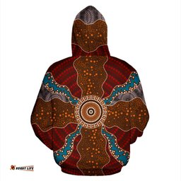 Aboriginal Hoodie, Circle Dot Painting Indigenous Patterns