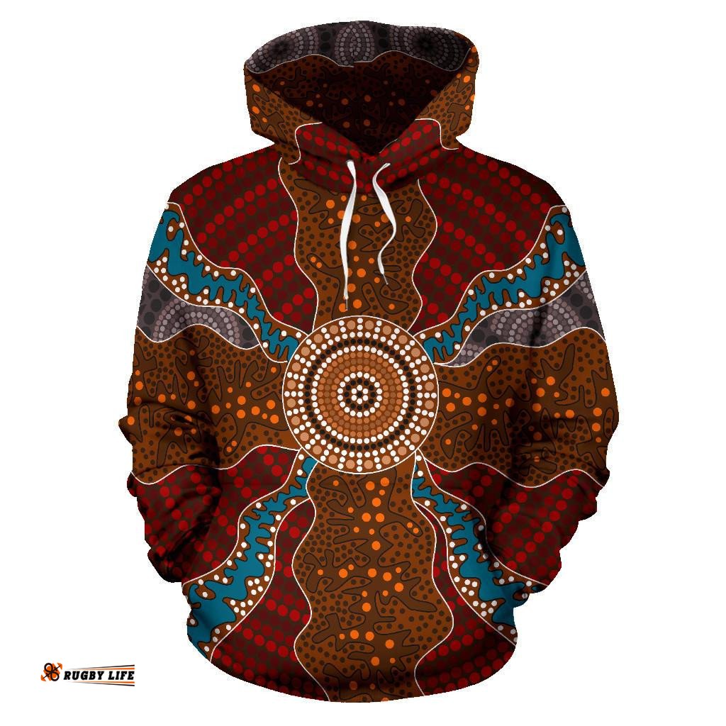 Aboriginal Hoodie, Circle Dot Painting Indigenous Patterns