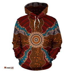Aboriginal Hoodie, Circle Dot Painting Indigenous Patterns