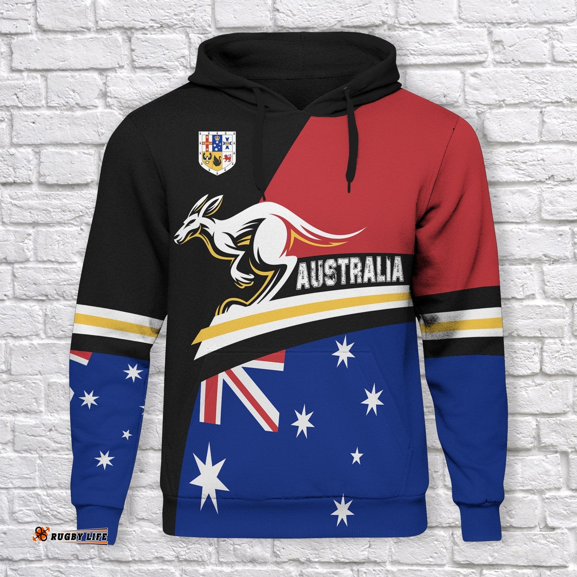Hoodie Kangaroo Hoodie Aussie Coat Of Arms Aus Flag Unisex