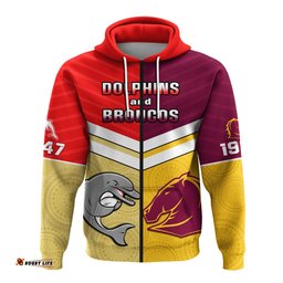 dolphins mix broncos rugby hoodie indigenous art