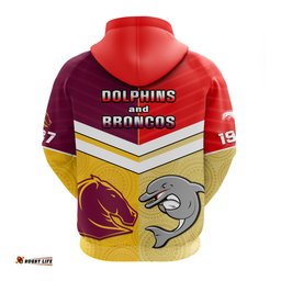 dolphins mix broncos rugby hoodie indigenous art