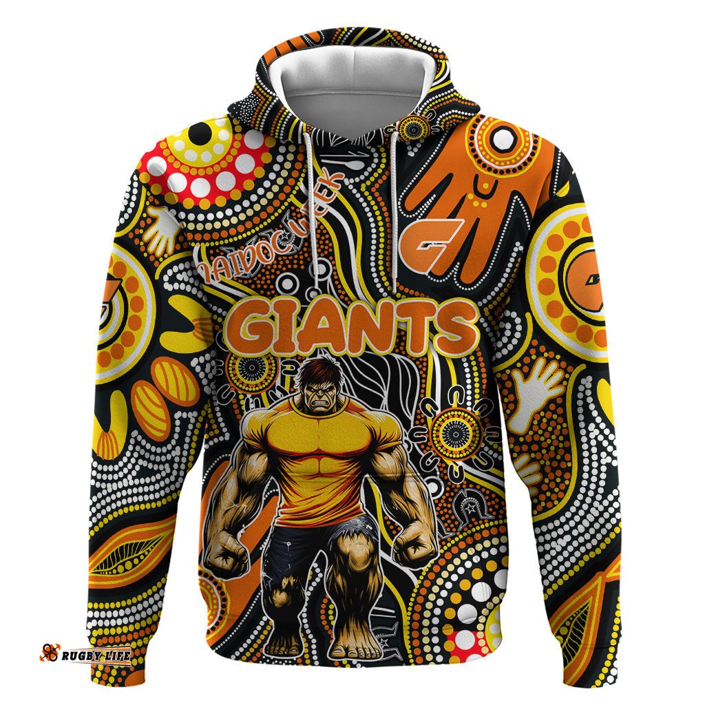 personalised naidoc week 2024 gws giants hoodie australian aboriginal hand painting dt02