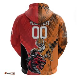 custom dragons and tigers hoodie rugby mascot with sporty style